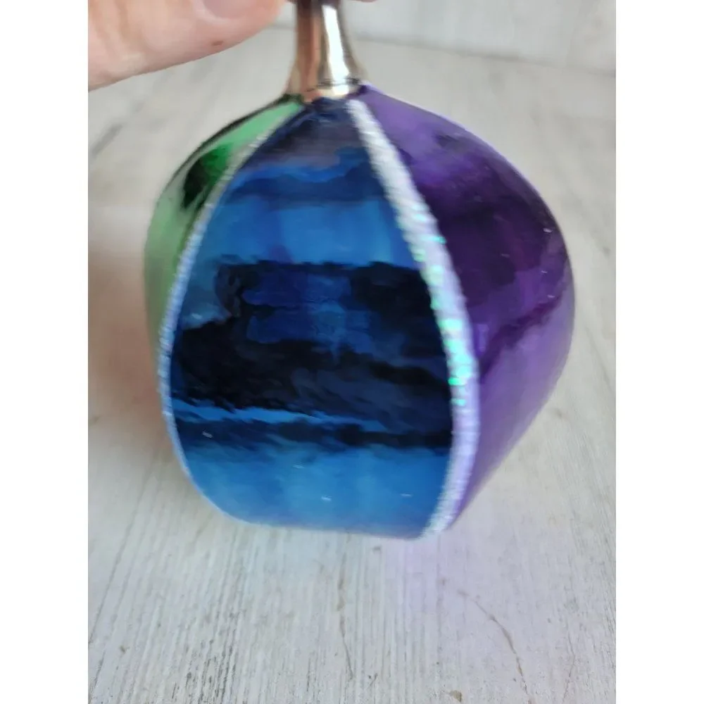 Blown glass divided rainbow ornament glitter Xmas unique‎ decor